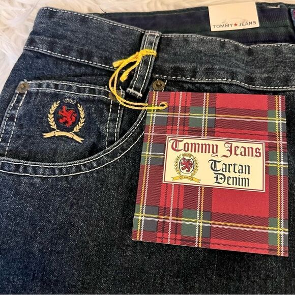Vintage NWt Tommy jeans new old stock sz 36x34 dk wash Tartan Denim button fly - Picture 3 of 8